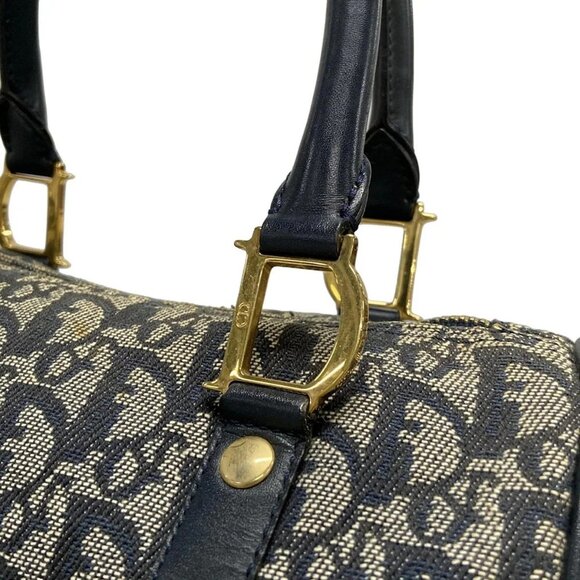 Auth DIOR/ChristianDior Trotteur Navy Cream PVC Patent Leather Handbag - Picture 12 of 16